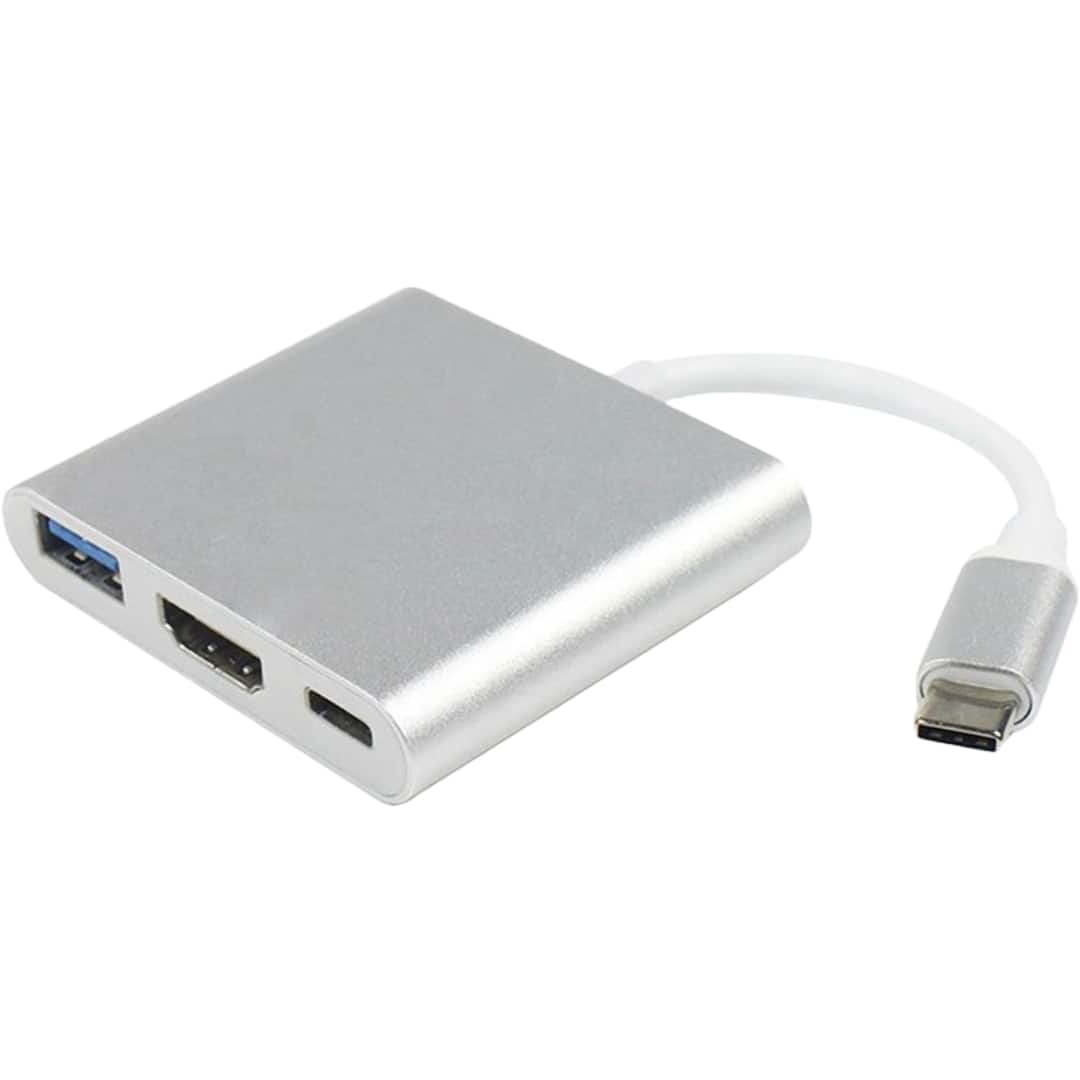 Sanoxy - 3 in 1 usb 3.0 hub type c usb c to 1080p 4k hdmi+usb adapter with PD charging port - Silver