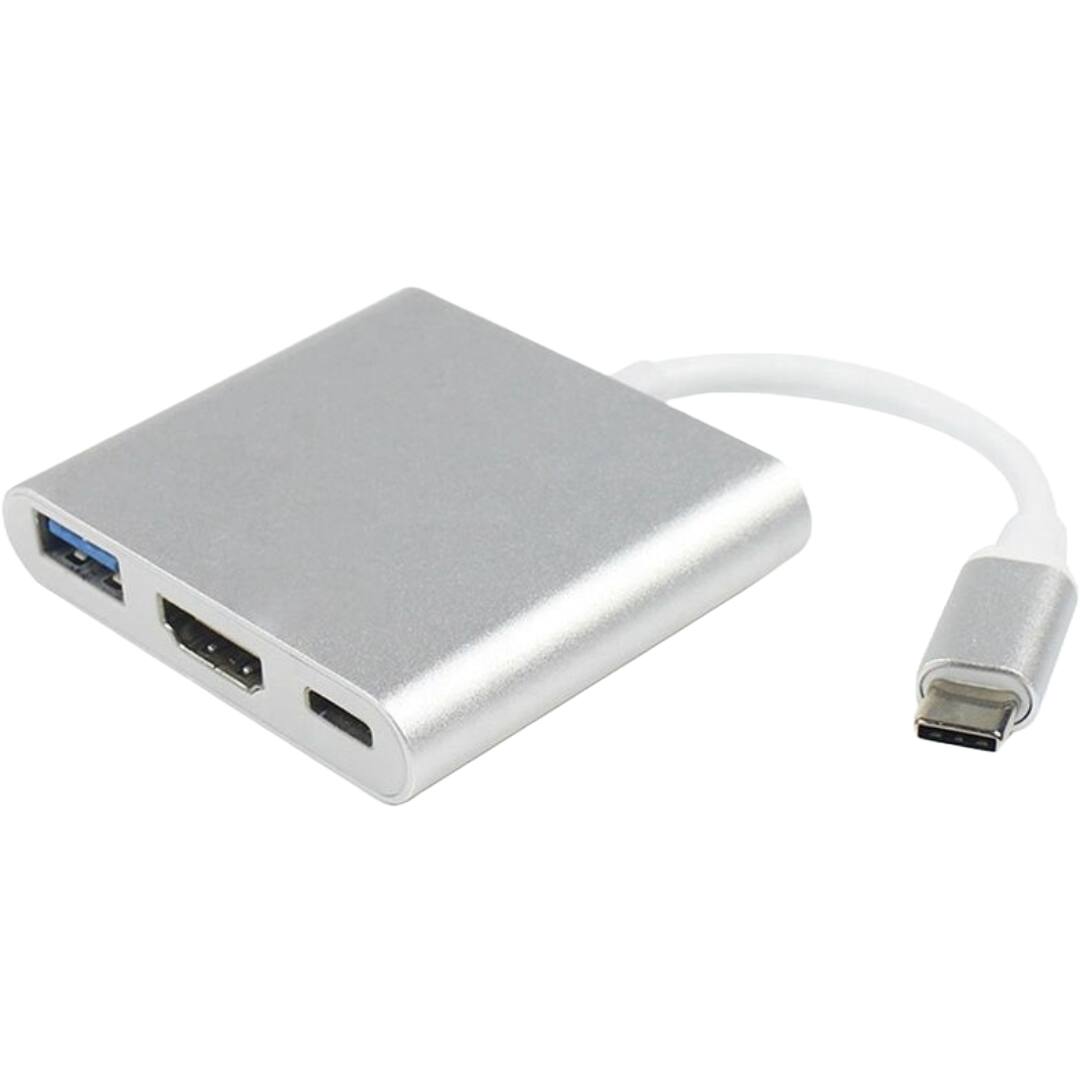 Front. Sanoxy - 3 in 1 usb 3.0 hub type c usb c to 1080p 4k hdmi+usb adapter with PD charging port - Silver.