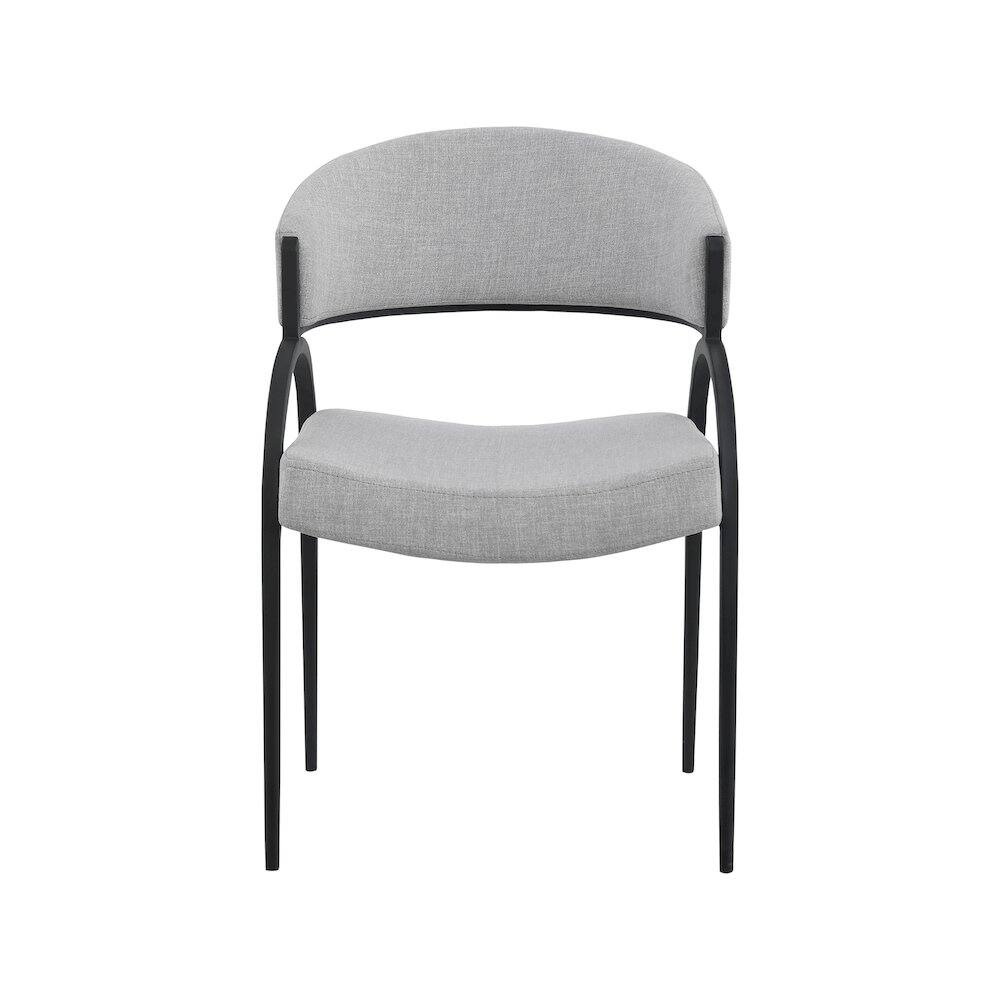 Alt View 2. Meridian Furniture - Privet Grey Linen Textured Fabric Dining Chair, Set of 2 - Grey.