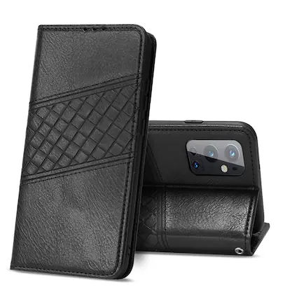 Front. Reiko - One Plus 9 Pro 5G 3-In-1 Wallet Case In Black - Black.
