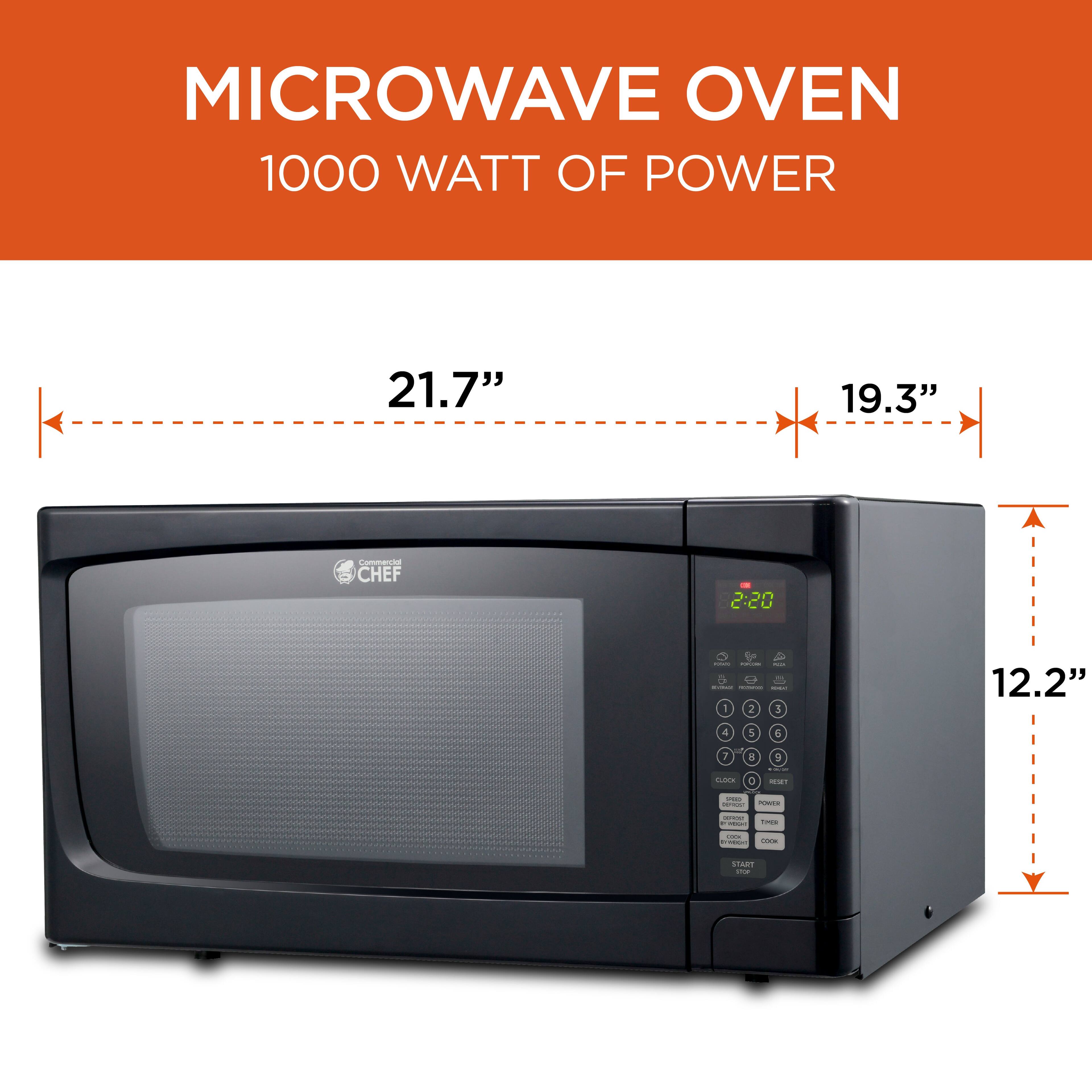 MICROWAVE OVEN 1000 WATT OF POWER 21.7" 19.3" - CHEF 2:20 12.2"