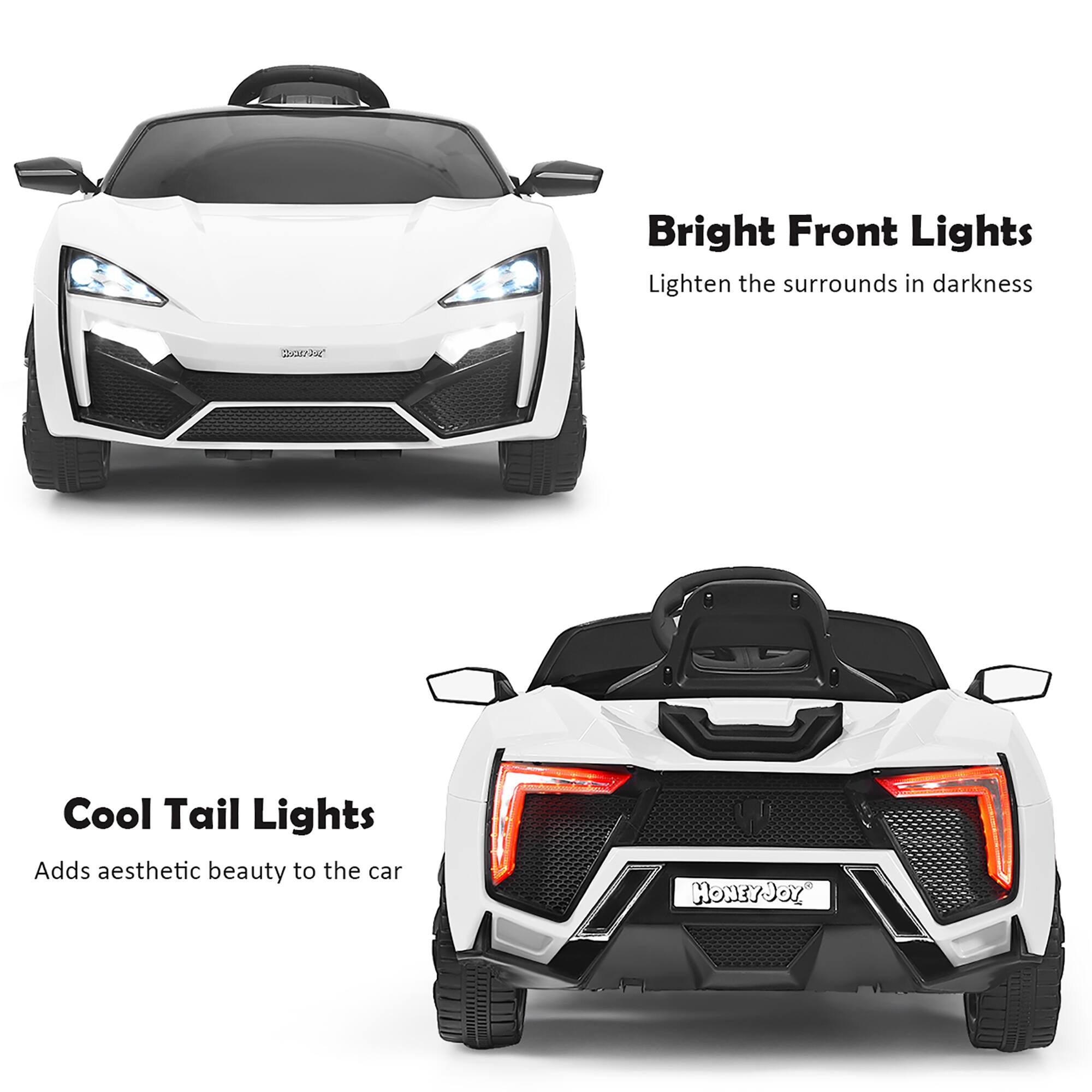 Bright Front Lights  
Lighten the surrounds in darkness  

Cool Tail Lights  
Adds aesthetic beauty to the car  

HONEYJOY