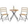 Costway - 3 PCS Patio Bistro Set with Wicker Seat & Tabletop for Backyard, Garden, Balcony - Brown