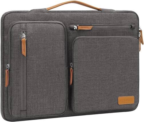 Front. mosiso - 360 Protective Laptop Handbag Sleeve 13-13.3 inch for MacBook Air/Pro 13 / Pro 14 HP Dell Acer ASUS - Taupe Gray.
