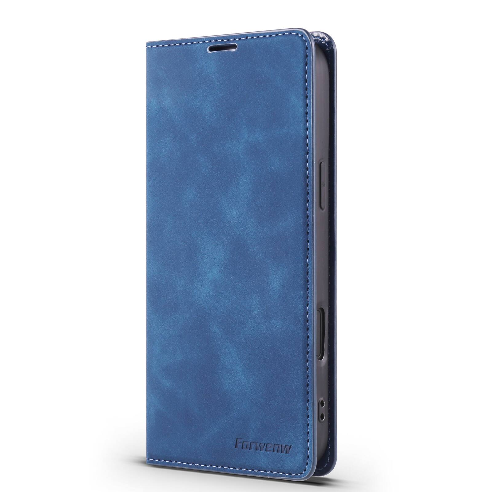 Alt View 1. Dteck - Magnetic Wallet Case For iPhone 17 Pro Max, Shockproof Card Pocket Viewing Kickstand Protective Folio PU Leather Cover - Blue.
