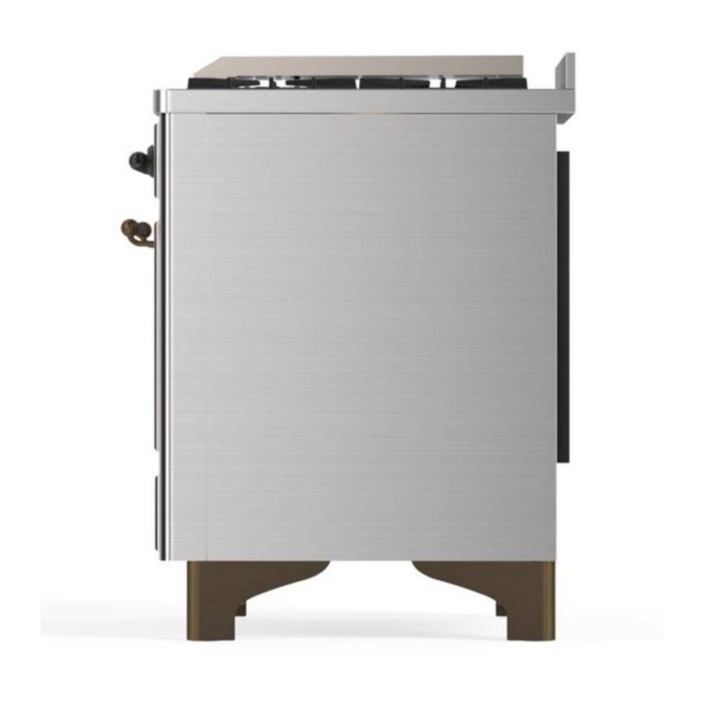 Alt View 4. ILVE - ILVE Majestic II 36 inch Dual Fuel Range with 6 Burners + Griddle (Natural Gas, Stainless Steel, Burnished Trim) - Stainless Steel.