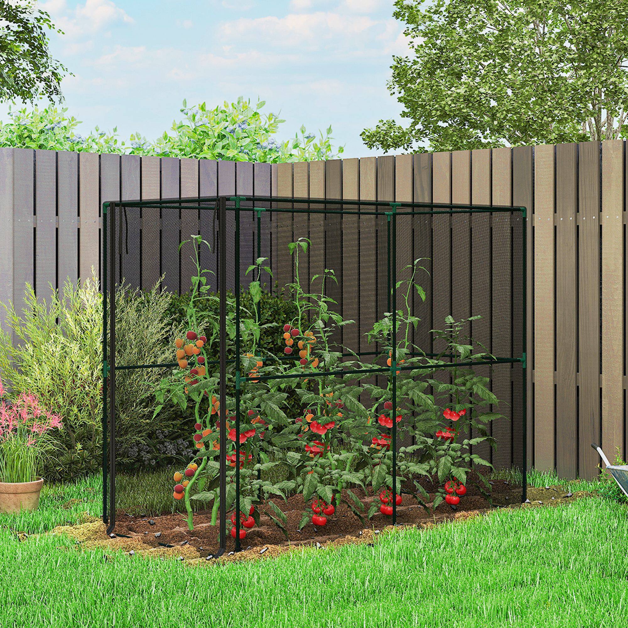Alt View 1. Outsunny - Cage, Plant Protection Tent with Zippered Door - Black.