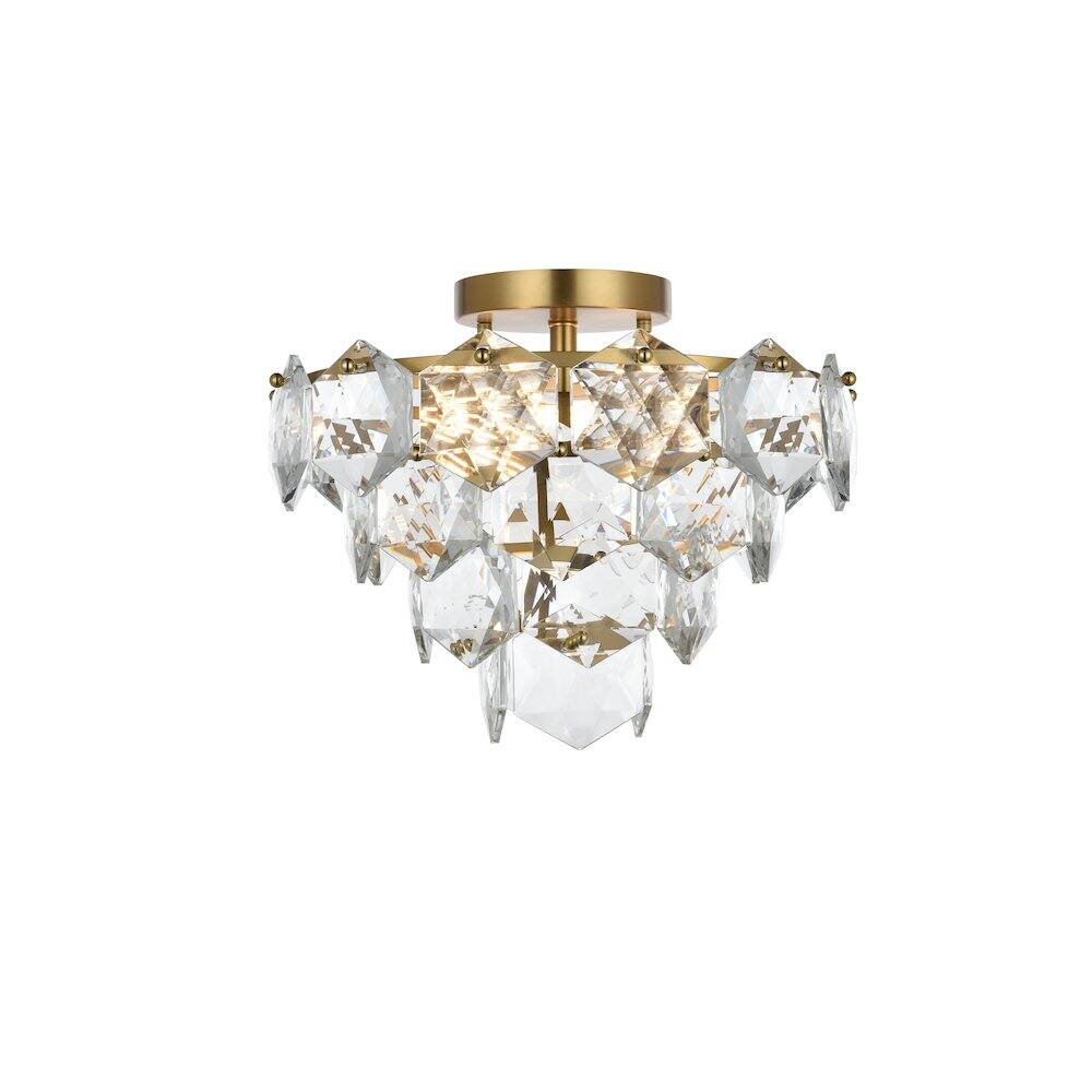 Back. Elegant Lighting - Adaline 16 Inch Flush Mount Ceiling Light In Satin Gold - Satin Gold And Clear.