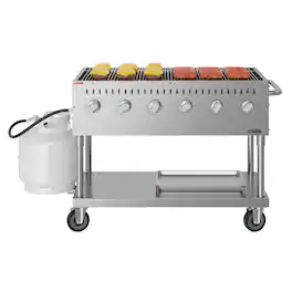 Koolmore - 48 in. Commercial Mobile Outdoor Grill ETL Listed in Stainless-Steel (KM-CGM-48) - Stainless Steel