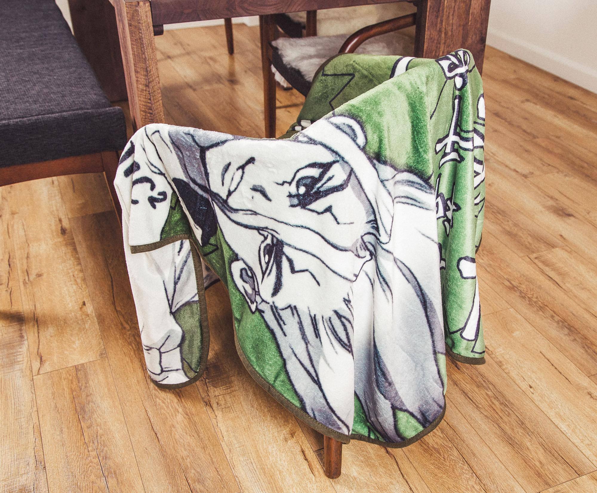 Alt View 3. Just Funky - Dr. Stone Senku Ishigami Fleece Throw Blanket | 45 x 60 Inches - Green.