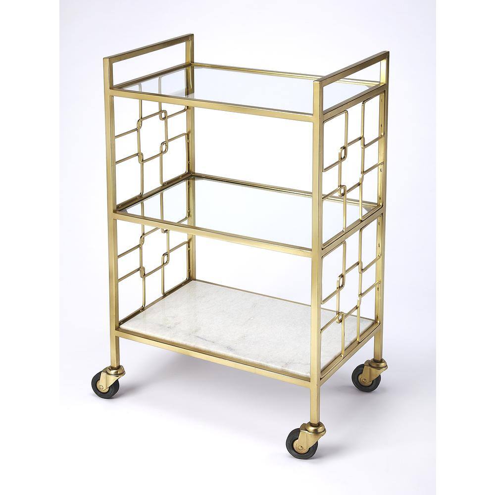 Back. Butler Specialty - Arcadia Polished Bar Cart - Gold.