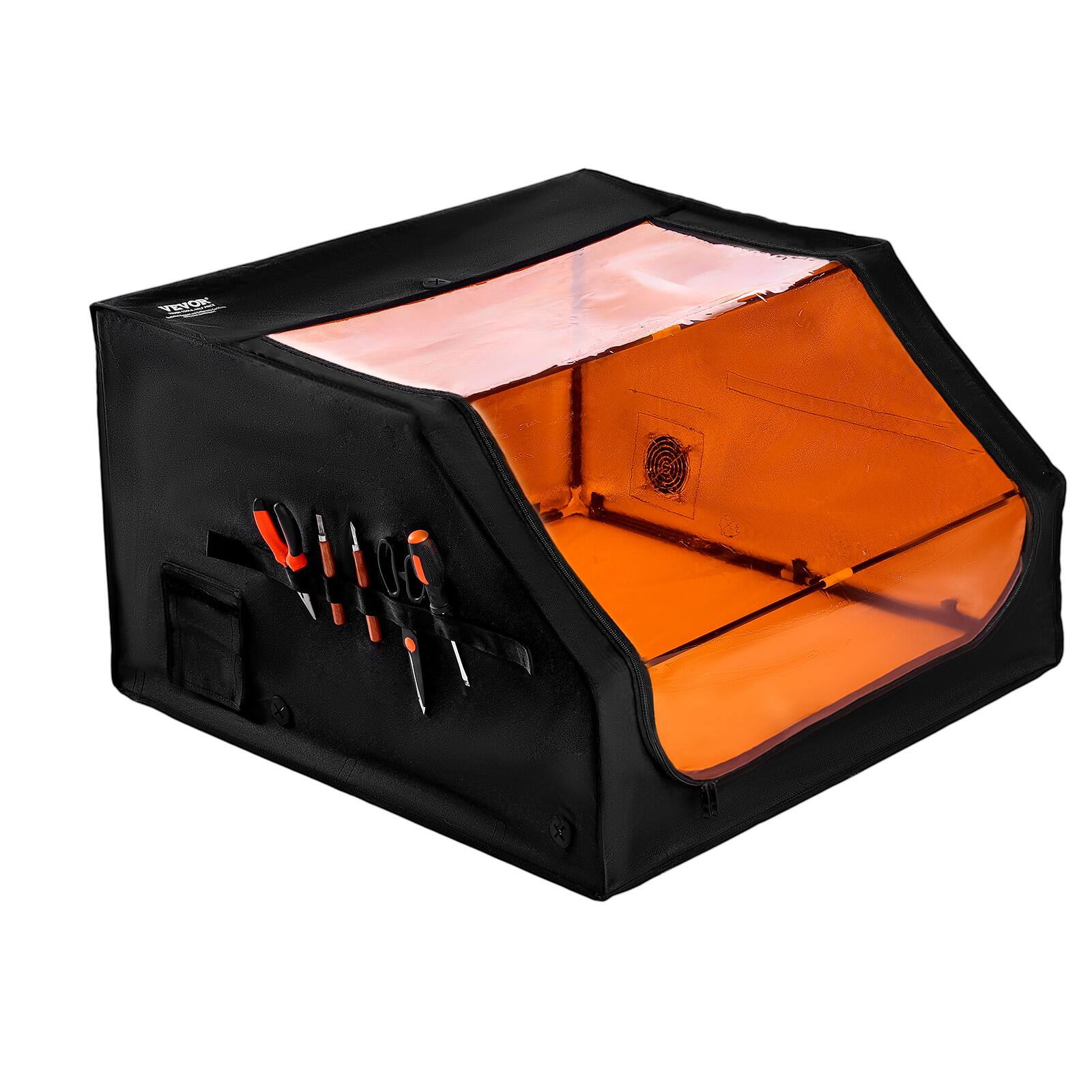 Alt View 5. VEVOR - Laser Engraver Enclosure, 31.5 x 31.5 x 19.6", Flame Retardant and Fireproof Protective Cover, with Exhaust Fan and Pipe - Black.