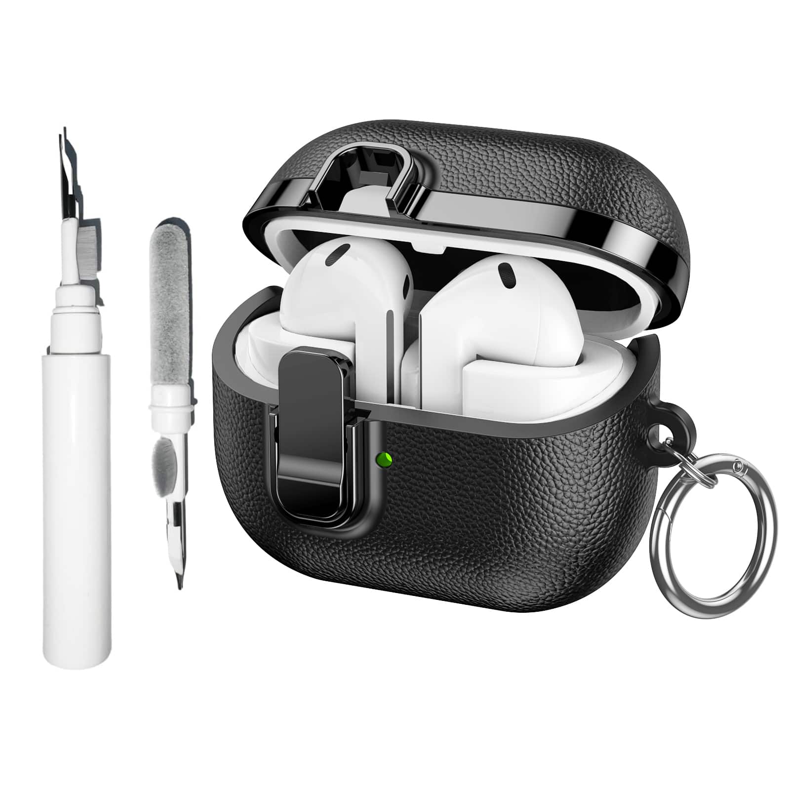 Dteck - Slim Faux Leather Texture Case for Samsung Galaxy Buds 3 / 3 Pro / 3 FE,Shockproof TPU Cover w/ Secure Lock & Carabiner - Black price history on PriceWatchPro