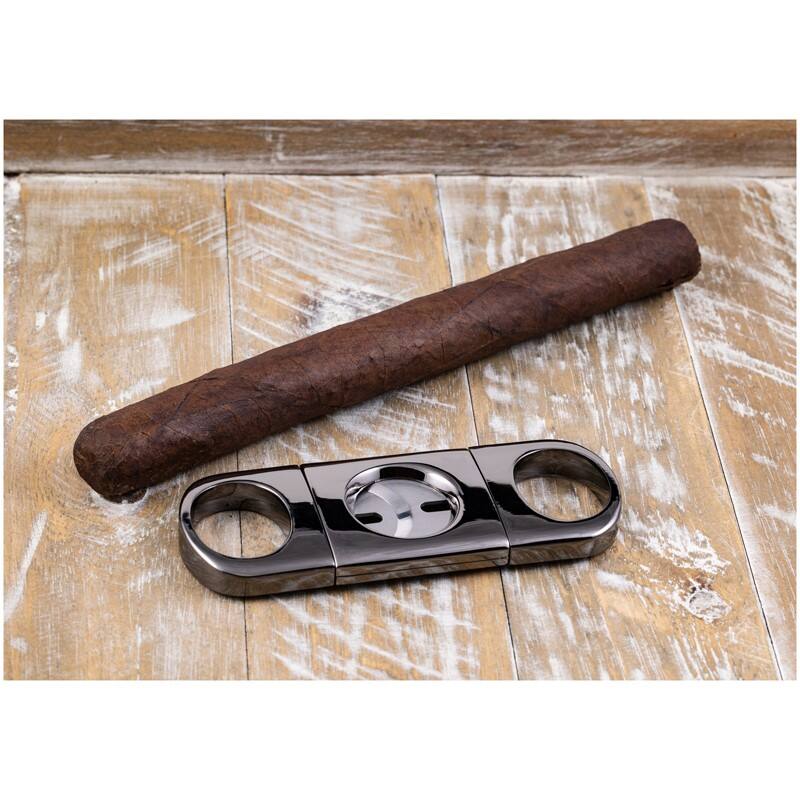 Alt View 1. Prestige - Gun Gray Heavy Body Cigar Cutter - Gun Metal Gray Polish Finish.