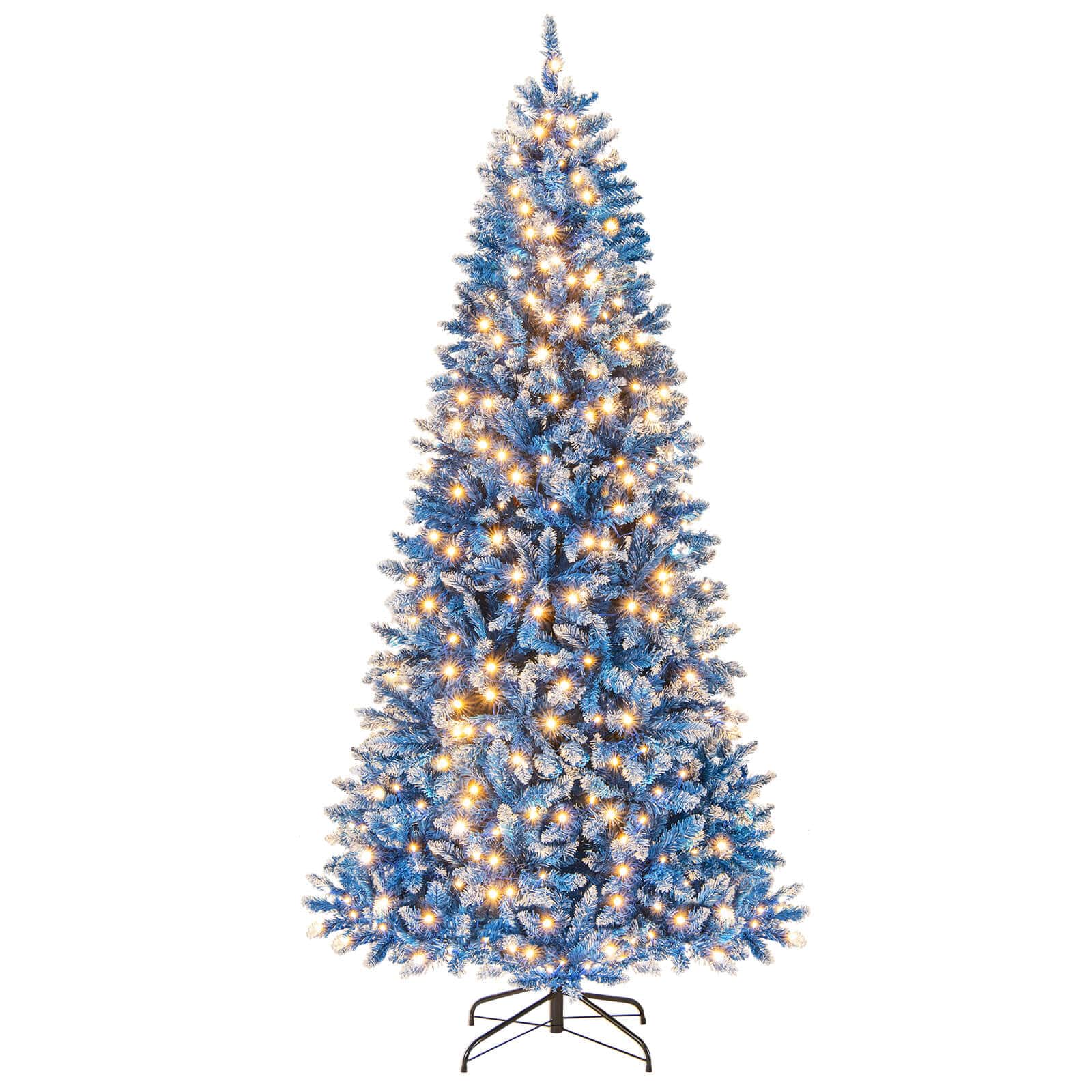 Front. Costway - Costway 7 FT Artificial Christmas Tree, with 270/340/420/520 Warm White LED Lights 8 Lighting Modes - Blue.