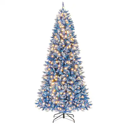 Front. Costway - Costway 7 FT Artificial Christmas Tree, with 270/340/420/520 Warm White LED Lights 8 Lighting Modes - Blue.