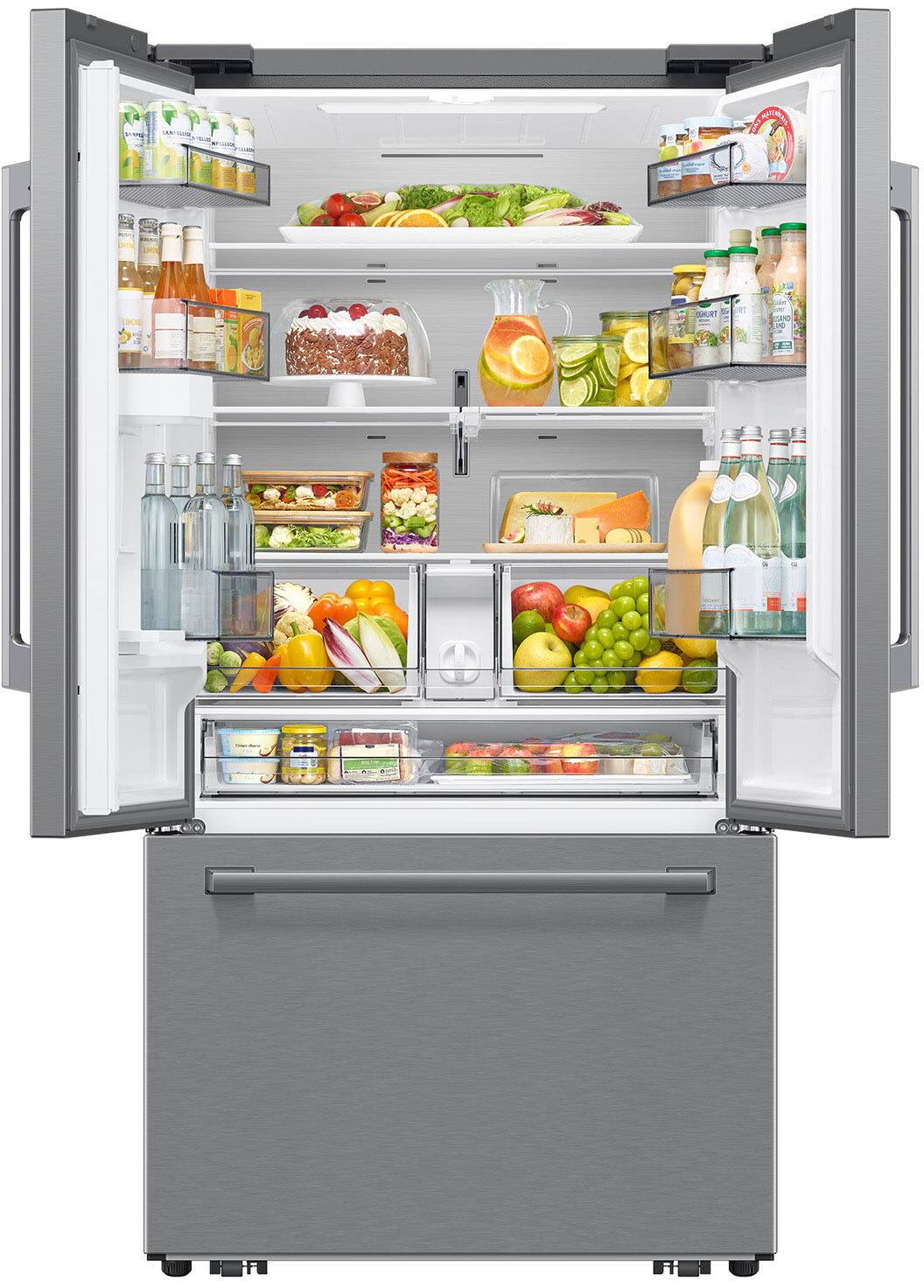 Alt View 20. Samsung - Bespoke AI 25 cu. ft. Counter Depth 3-Door French Door Refrigerator with Zero Clearance Fit - Stainless Steel.
