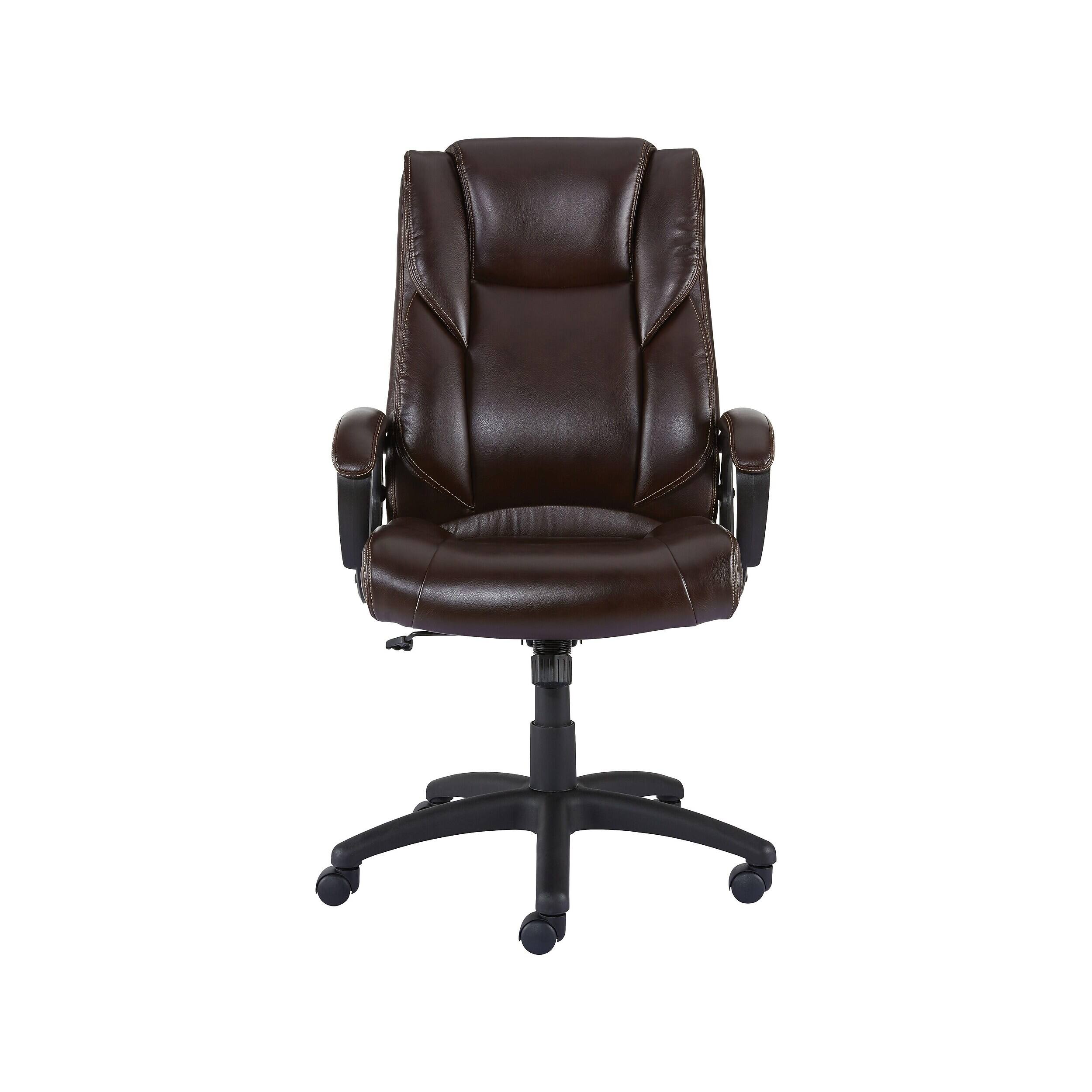 Alt View 6. Staples - Staples Kelburne Luxura Ergonomic Faux Leather Swivel Executive Chair, Brown (58227-CC) - Brown.