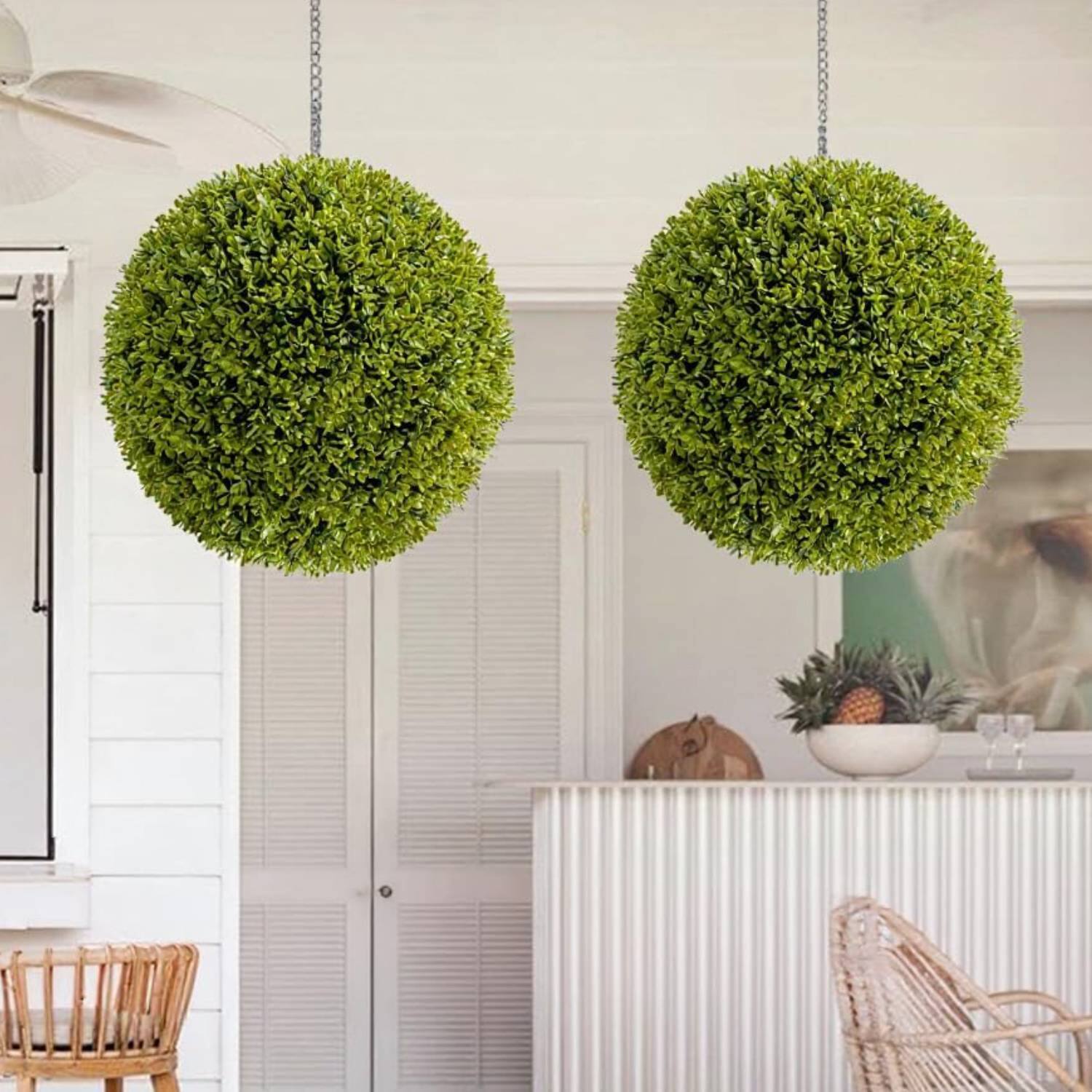 Acekool - 2 pcs 21.7 inch Decorative Artificial Plant Topiary Boxwood Balls for Home Decor, Wedding, Mi Zilan