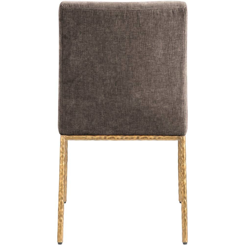 Alt View 4. Meridian Furniture - Reeves Brown Chenille Fabric Upholstered Dining Side Chair, Set of 2 - Gold.