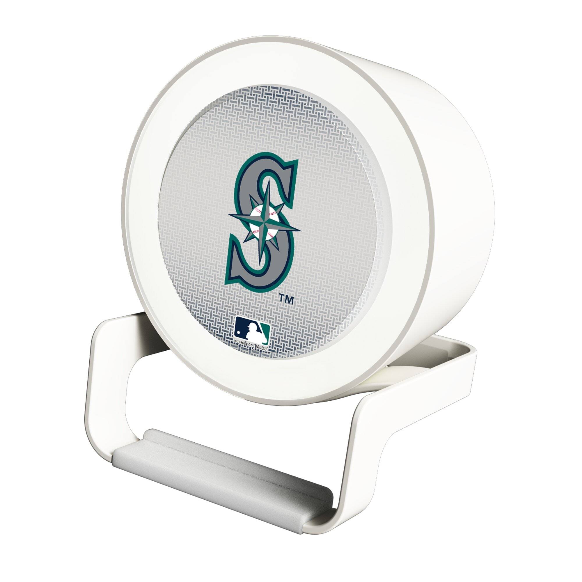 Front. Keyscaper - Seattle Mariners Linen Print Nightlight Charger & Bluetooth Speaker - White.