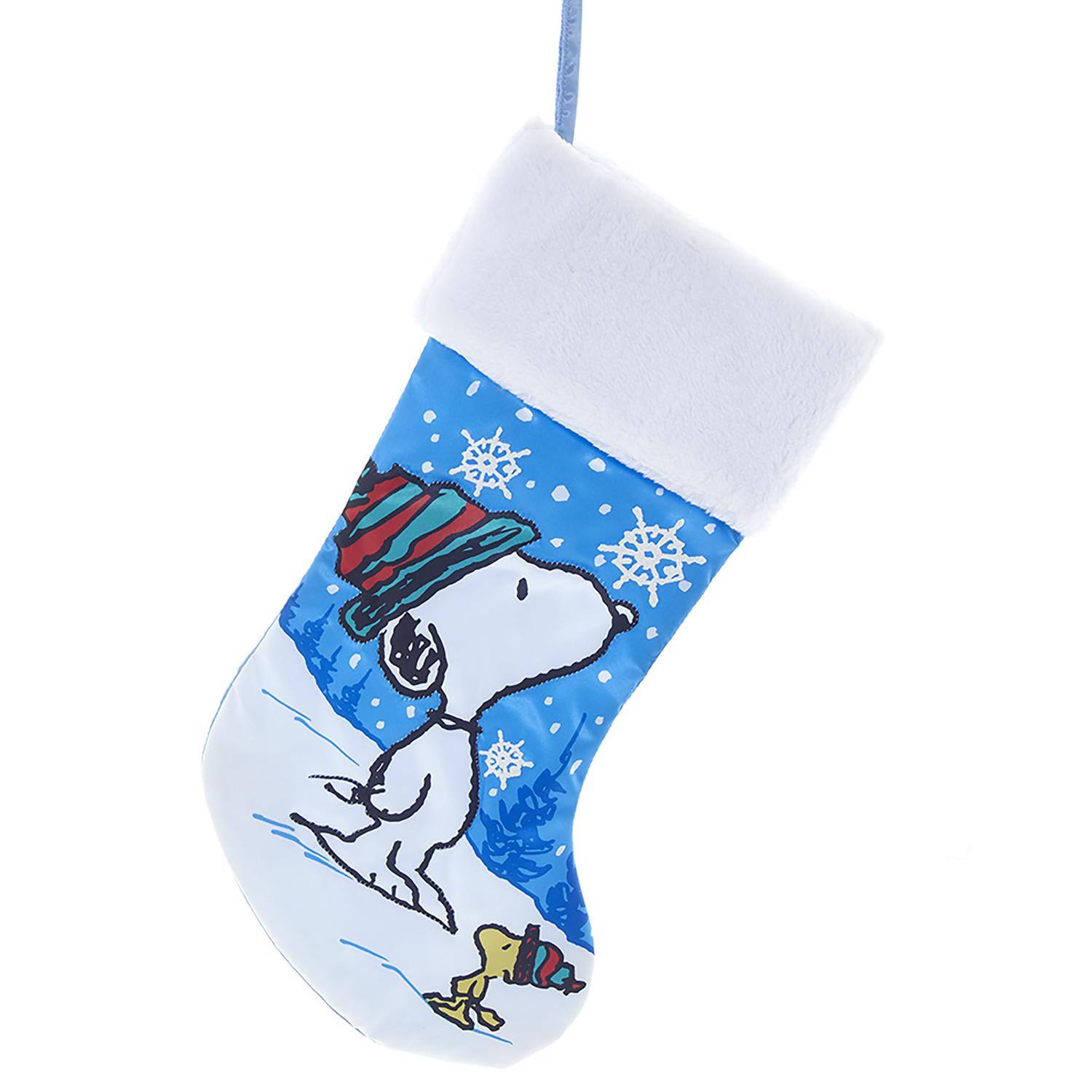 Front. Kurt S Adler - Kurt S. Adler Blue Snoopy with Woodstock Christmas Stocking (Case of 12) - Blue|Multicolored.