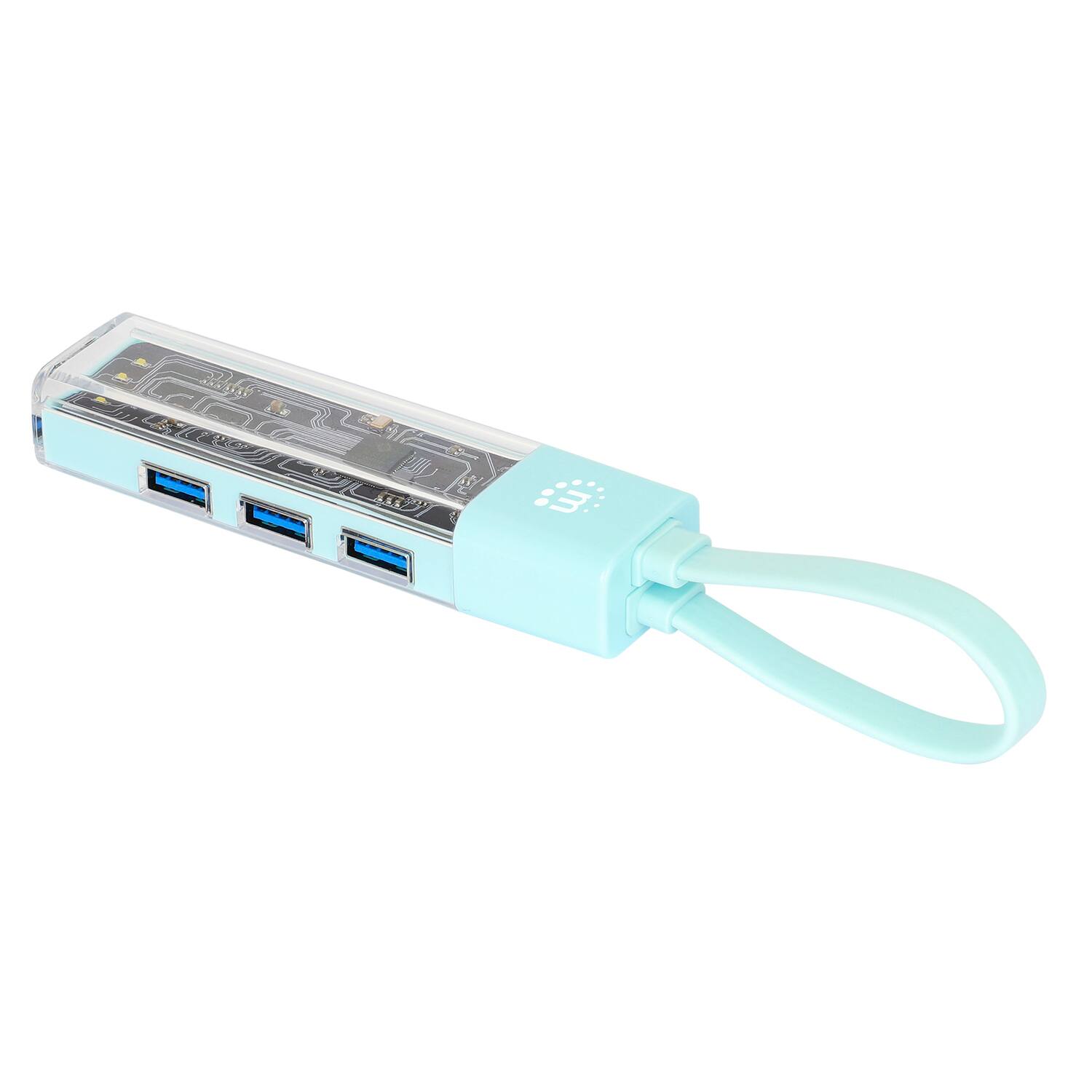 Back. Manhattan - Transparent 4-Port USB 3.0 USB-C/USB-A Combo Hub.