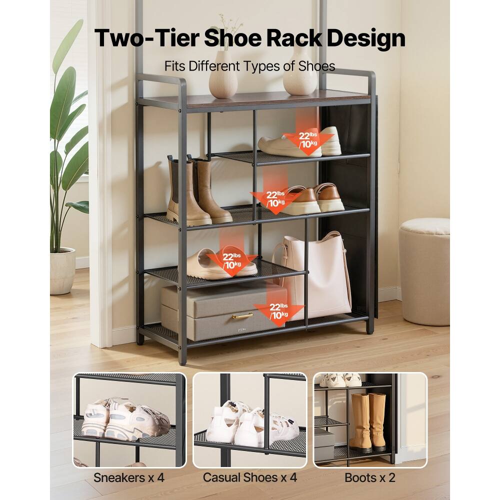 Two-Tier Shoe Rack Design Fits Different Types of Shoes

22lbs / 10kg

Sneakers x 4
Casual Shoes x 4
Boots x 2