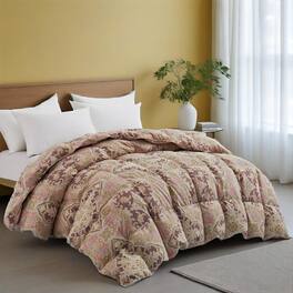 Peace Nest - All Season Paisley Floral Goose Feather Fiber Comforter Duvet Vintage Style, King - Red Paisley