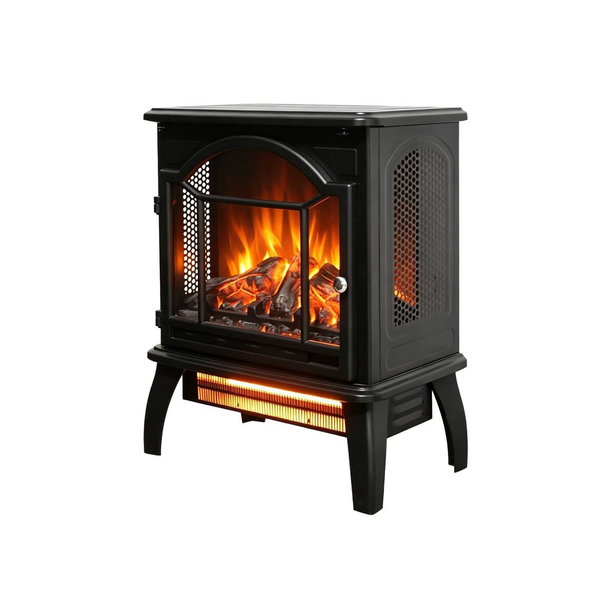 Back. Loheer - Loheer 18 inch electric fireplace stove Freestanding Infrared Quartz Heater with Remote Control Antique Black - Antique Black.