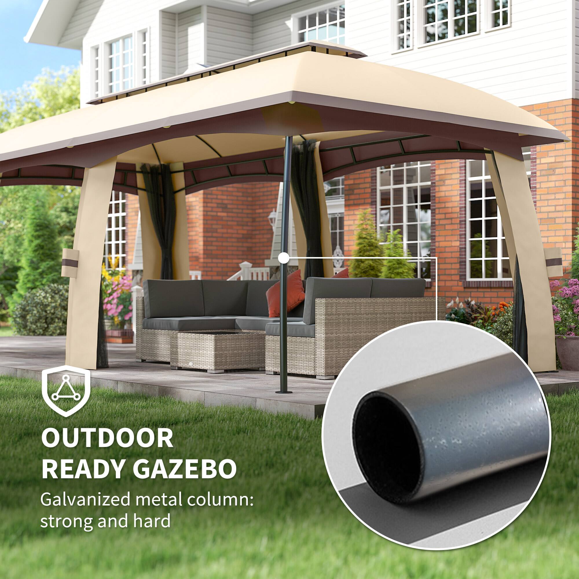 OUTDOOR READY GAZEBO
Galvanized metal column: strong and hard