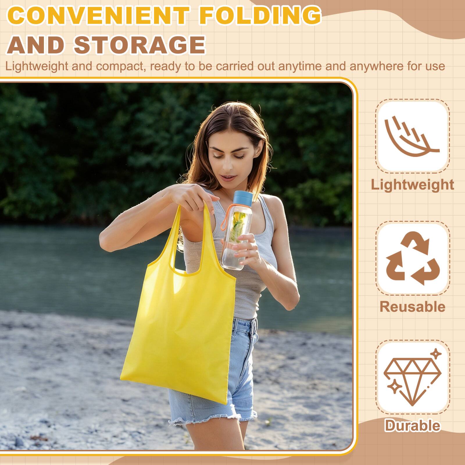 CONVENIENT FOLDING AND STORAGE  
Lightweight and compact, ready to be carried out anytime and anywhere for use  

Lightweight  
Reusable  
Durable