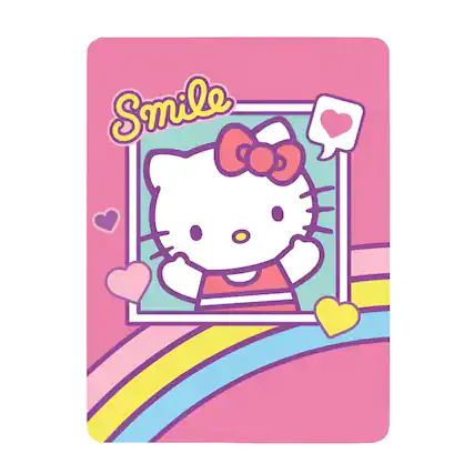 Front. Hello Kitty - Sanrio Hello Kitty 45 x 60 Inch Fleece Throw Blanket - Multi-Colored.