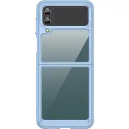 SaharaCase - Hybrid-Flex Hard Shell Case for Samsung Galaxy Z Flip4 - Clear/Sky Blue