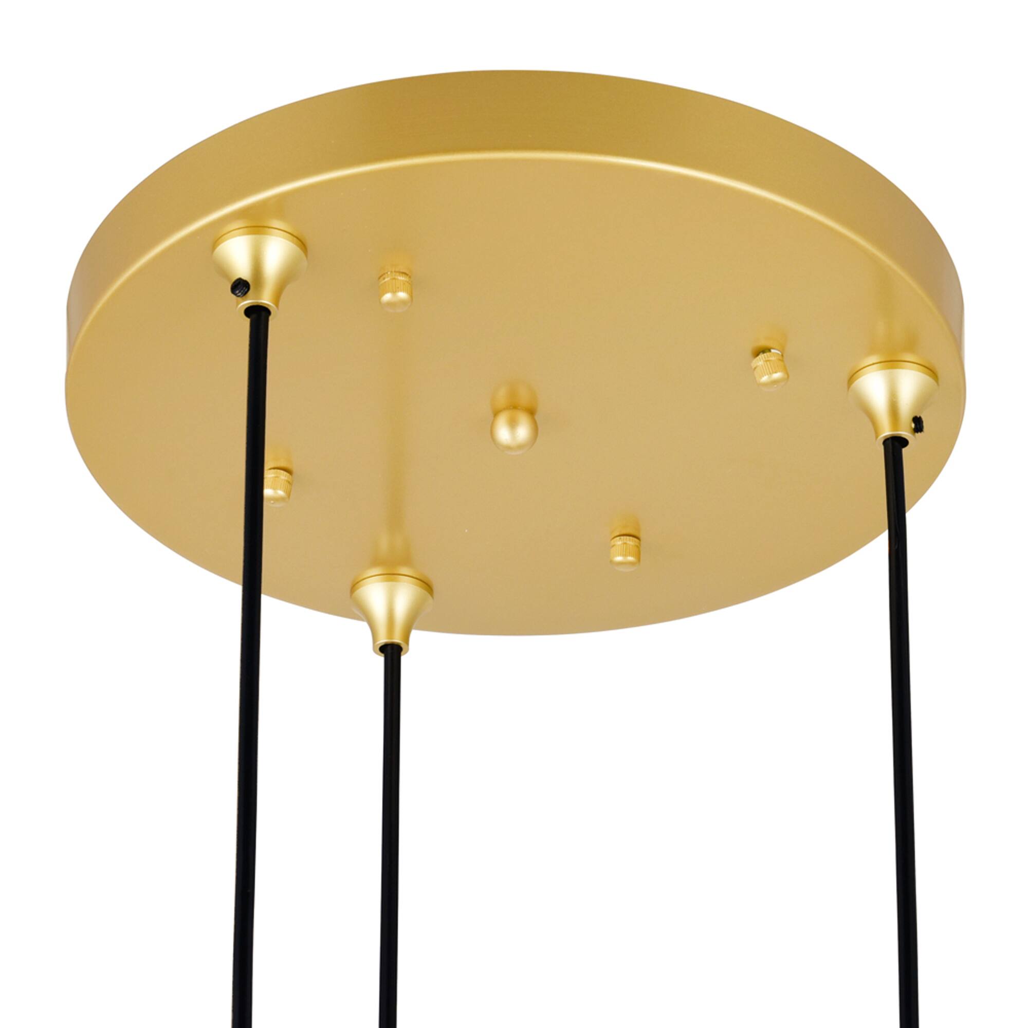 Left. CWI Lighting - Da Vinci 3 Light Multi Light Pendant With Brass Finish - Medallion Gold.