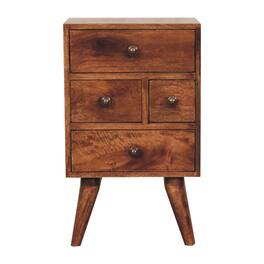 Artisan Furniture - Solid WoodHoney Caramel Nordic Style 4 Drawer Multi Bedside - Brown
