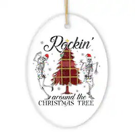 OrnamentallyYou - Rockin Around the Christmas Tree Dancing Skeleton Ornament - Multi-colored