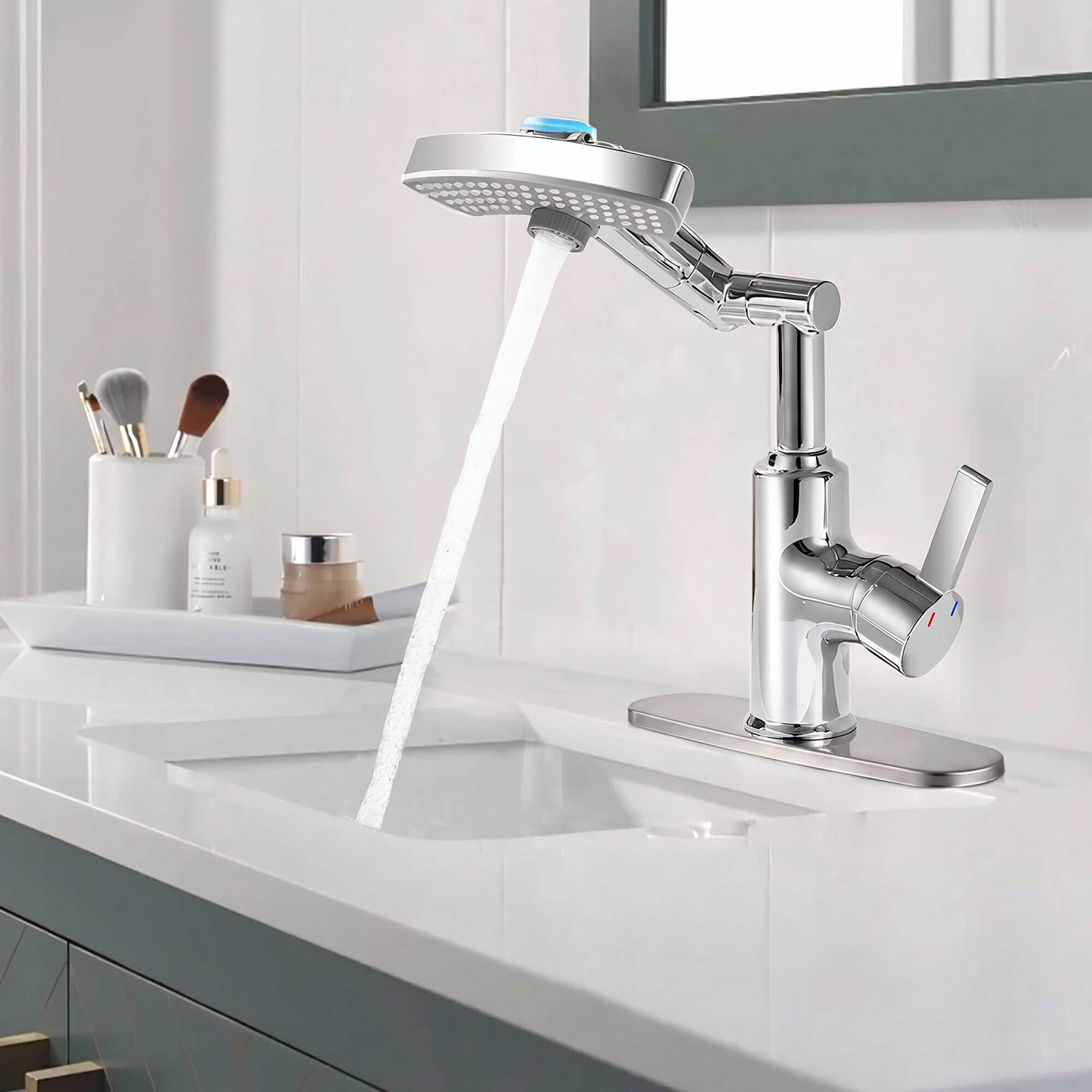 Alt View 1. Boyel Living - LED Temperature Display Bathroom Faucet 3 Water Modes & 360° Rotating Spout Single Handle Vanity Sink Faucet - Chrome.