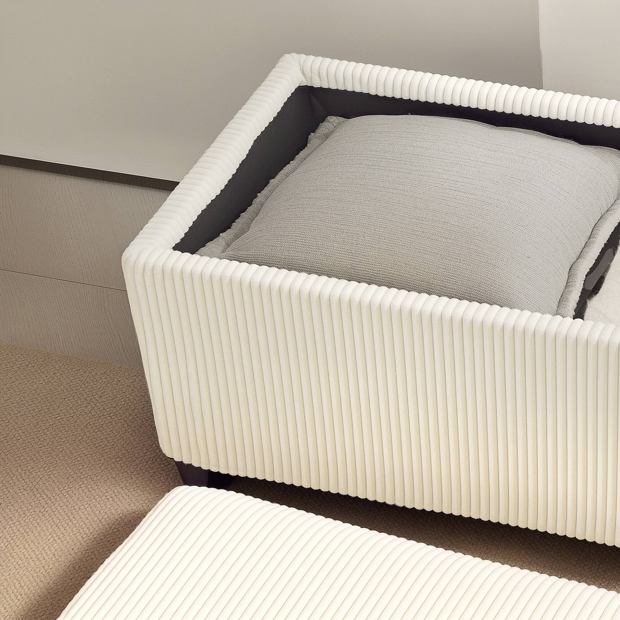 Alt View 9. Homcom - 44 Inches Storage Ottoman Bench, Foot Rest with Removable Lid, End of Bed Bench, Padded Seat, for Living Room, Bedroom - Beige.