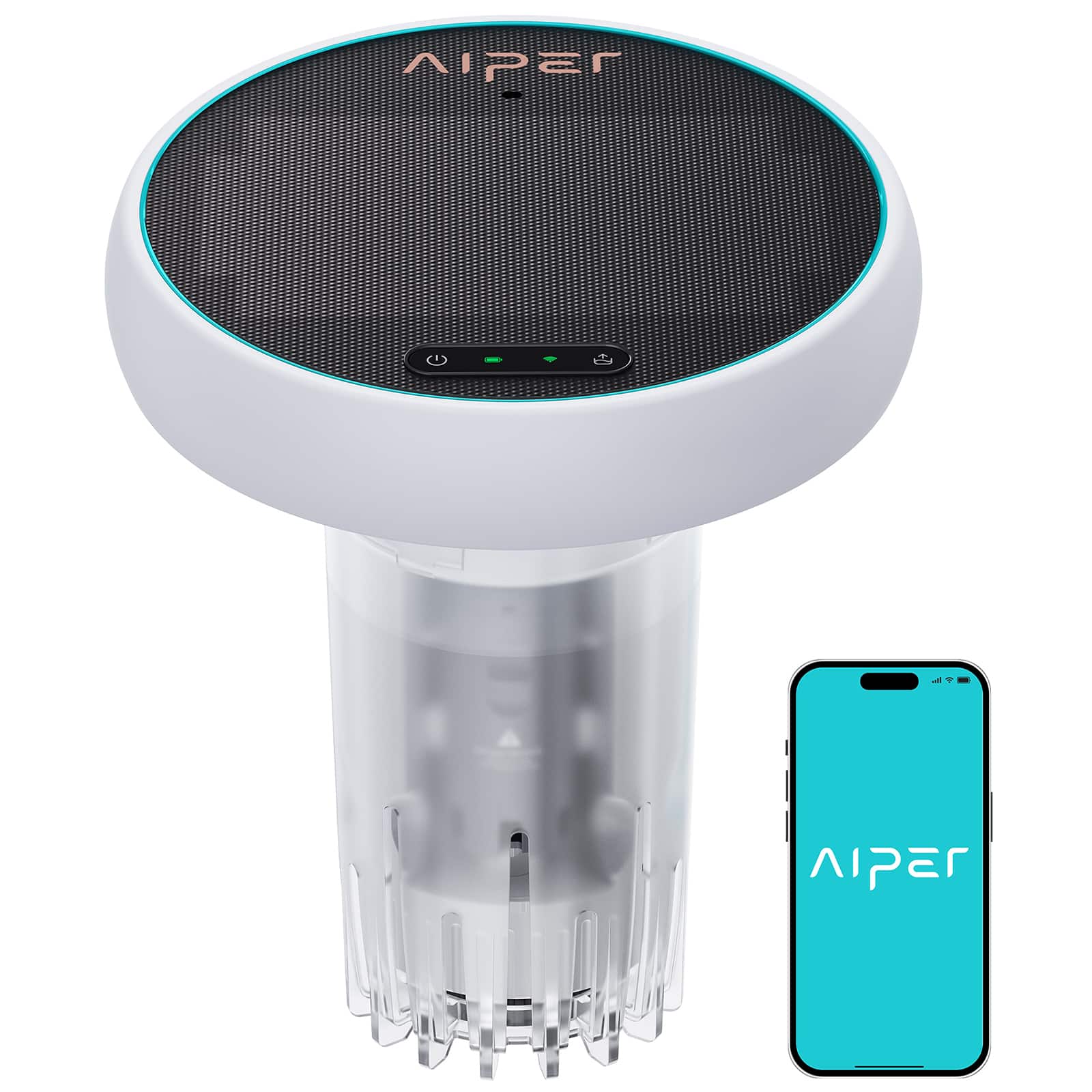 Aiper - HydroComm: 24/7 Water Quality Monitor for Pools, Tracks TDS, EC, pH, Temp & ORP, Solar-Powered - Gray