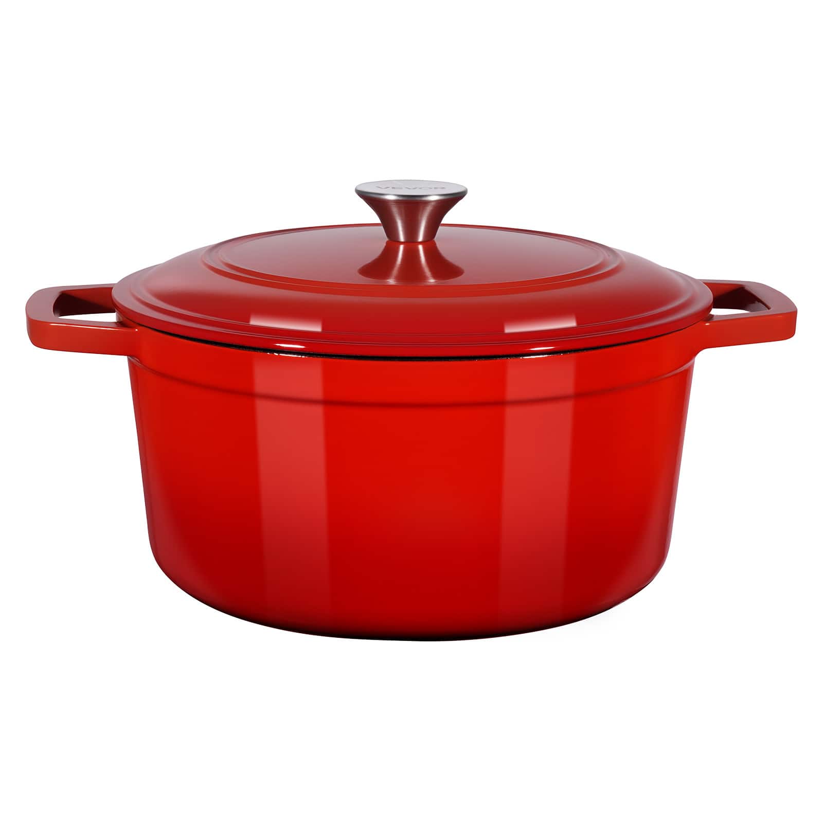 VEVOR - Enameled Cast Iron Dutch Oven,6Qt Pot with Lid and Dual Handles,Heavy-Duty Durable,Oven Induction Compatible up to 500℉ - Red