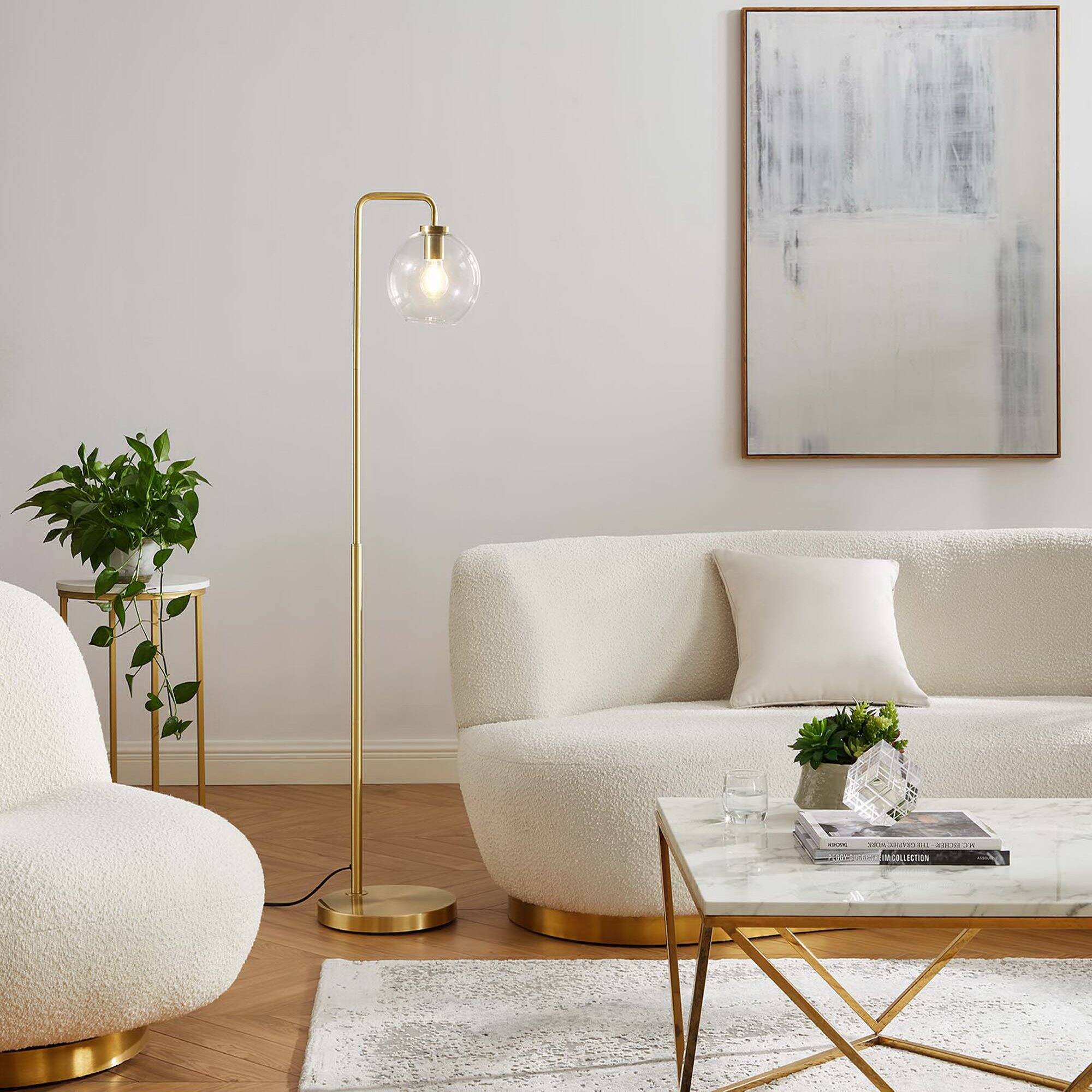 Alt View 1. Modway - Silo Glass Globe Glass and Metal Floor Lamp by Modway - Satin Brass.