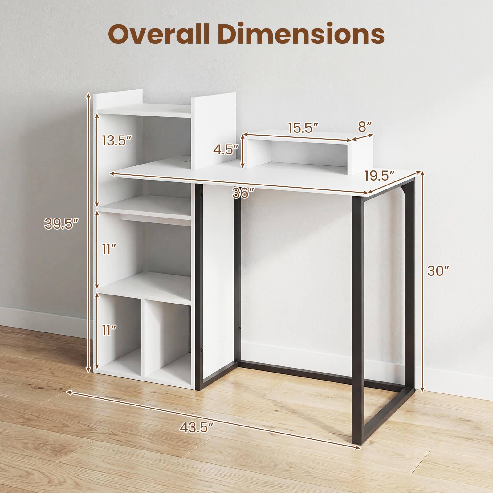 Overall Dimensions: 13.5" x 4.5" x 15.5" x 8" x 36" x 19.5" x 39.5" x 11" x 30" x 11" x 43.5"