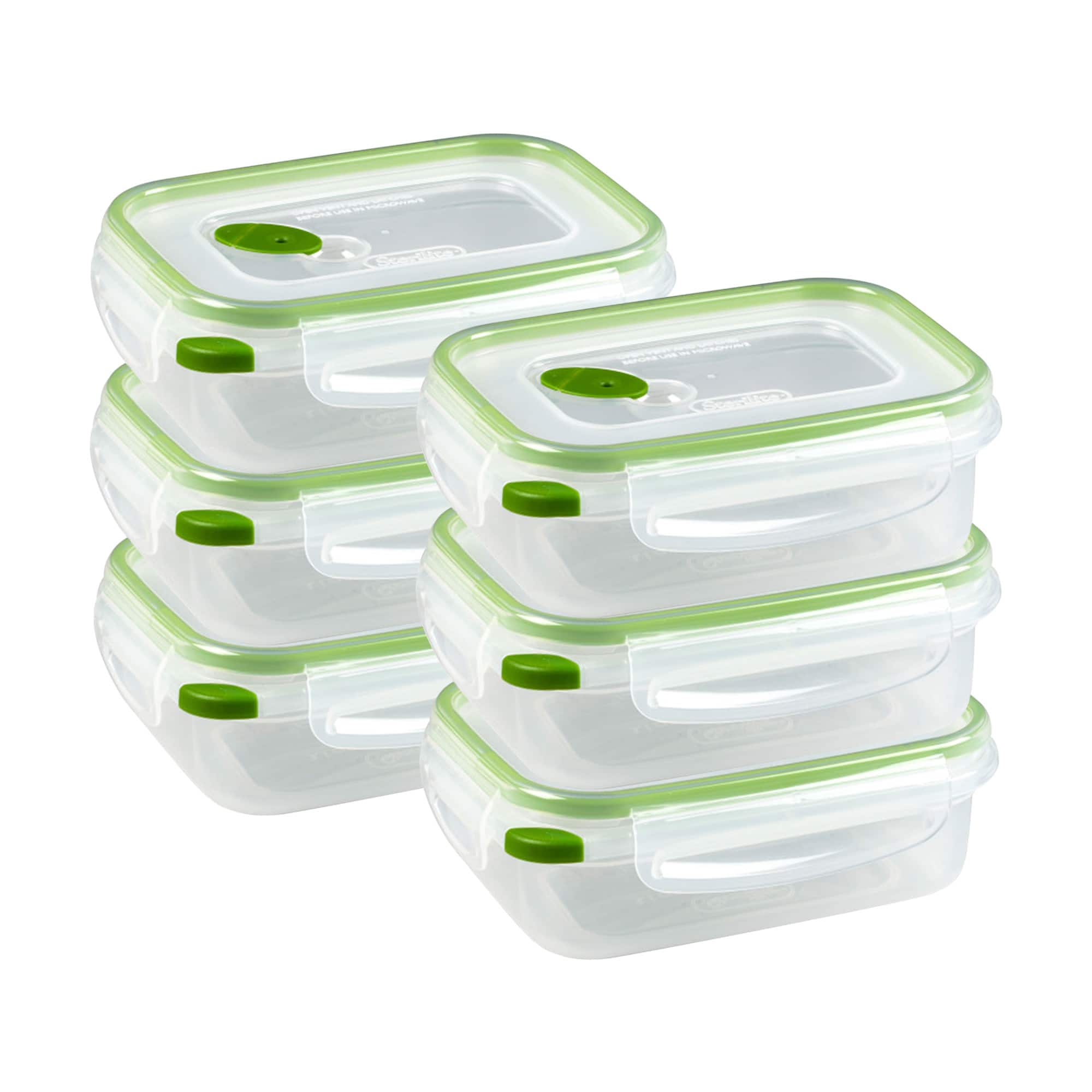 Sterilite - 3.1 Cup Rectangle Ultra-Seal Food Storage Container, Green (6 Pack) - Clear/Green lid