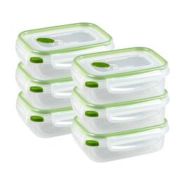 Sterilite - 3.1 Cup Rectangle Ultra-Seal Food Storage Container, Green (6 Pack) - Clear/Green lid