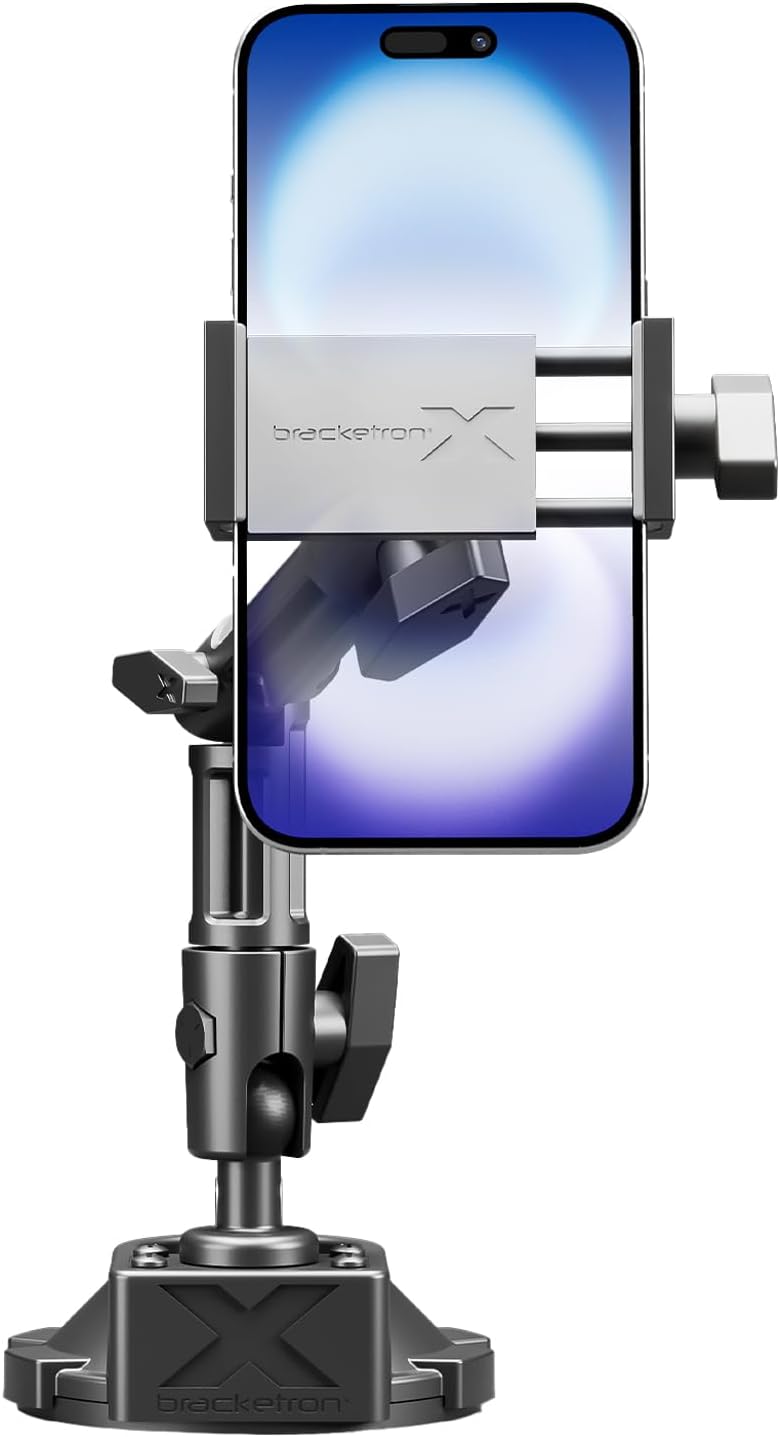 Bracketron - X Heavy Duty Cell Phone Dock PRO Phone Mount for Truck & Car Windshield Dashboard - Black