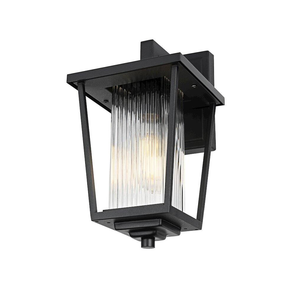Left. Elegant Lighting - York 7 inch Outdoor Pendant in Black - Black.