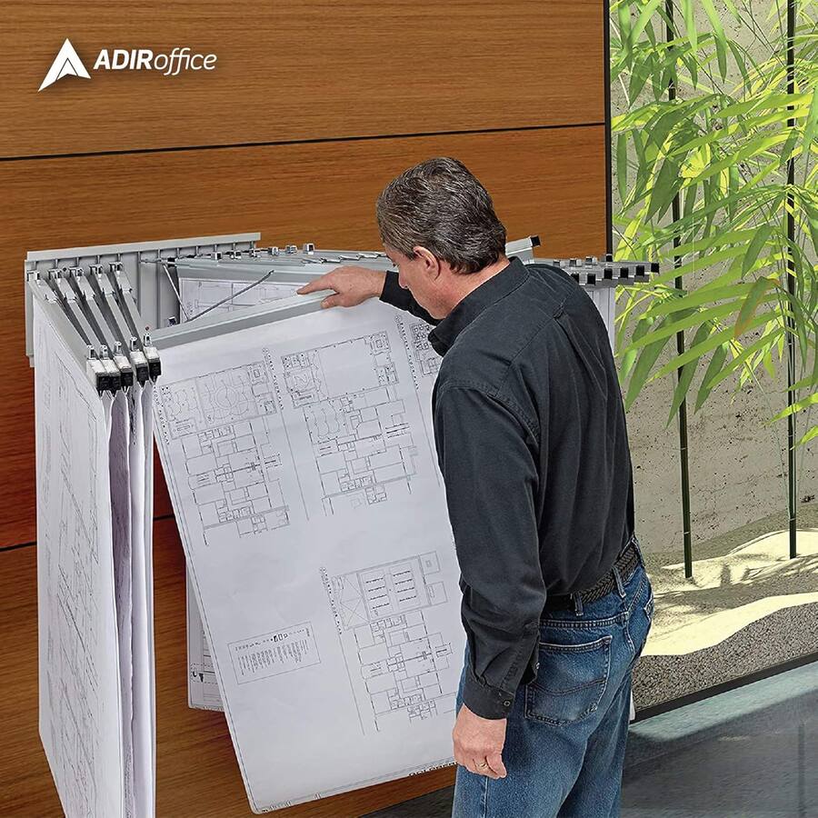 AdirOffice Steel Blueprint Storage Pivot Wall Rack Office File Rack ...