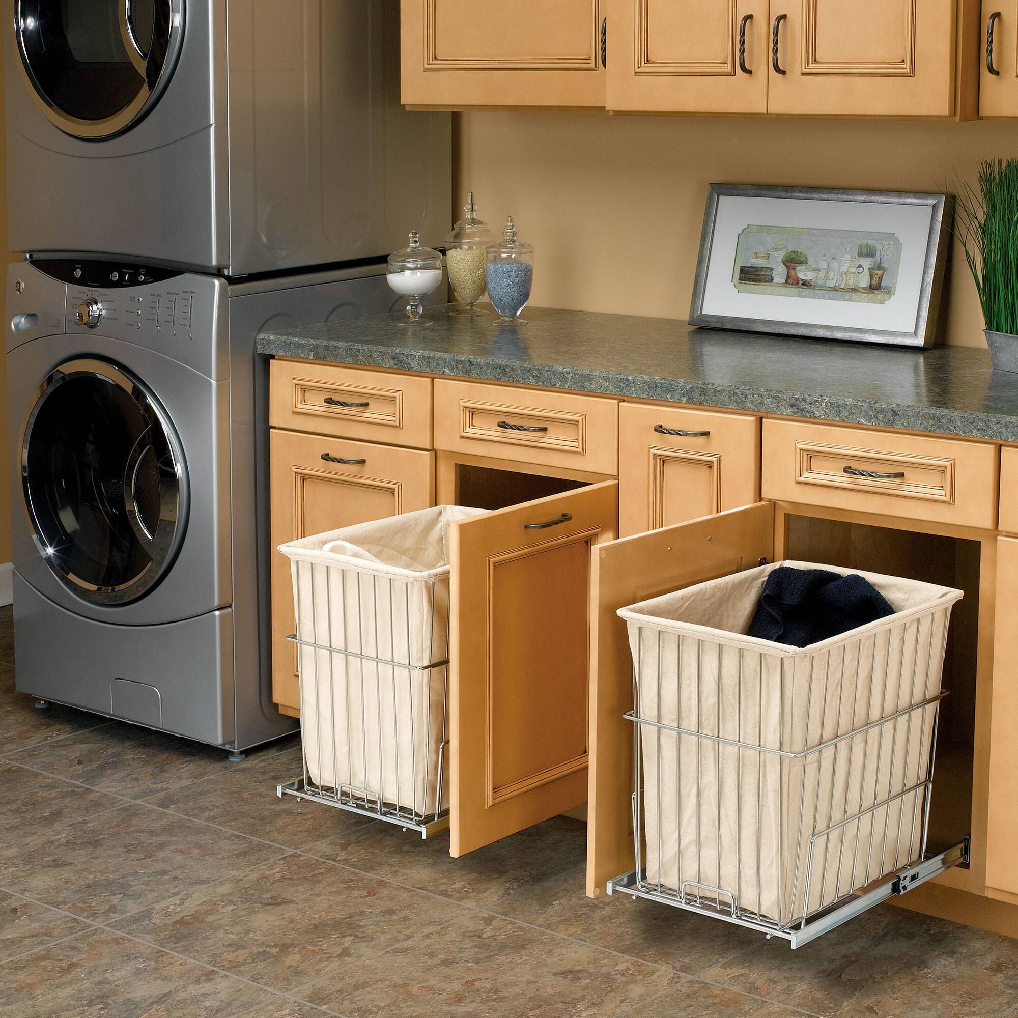 Alt View 2. Rev-A-Shelf - Rev-A-Shelf 20'' Pullout Wire Basket Clothes Hamper, Chrome, HRV-1520 S CR - Silver.