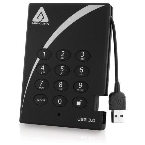 APRICORN  
1 abc  
2 def  
3 ghi  
4 jkl  
5 mno  
6 pqrs  
7 tuv  
8 wxyz  
9 cancel  
0 USB 3.0  
n 30
